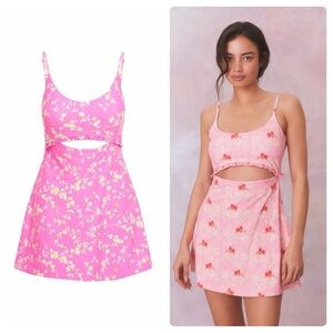 LoveShackFancy Pink Floral Mini Dress